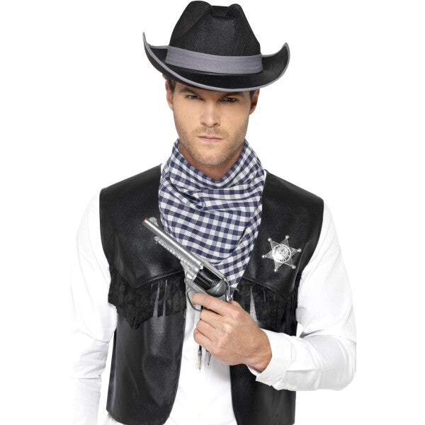 Smiffys Western costume kit with waistcoat hat badge neckscarf (British brand)