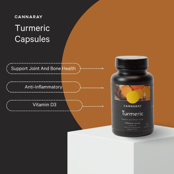 Cannaray turmeric capsules 1200mg 60 capsules (British brand)