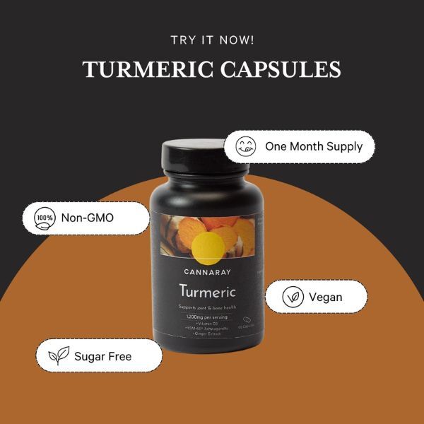 Cannaray turmeric capsules 1200mg 60 capsules (British brand)