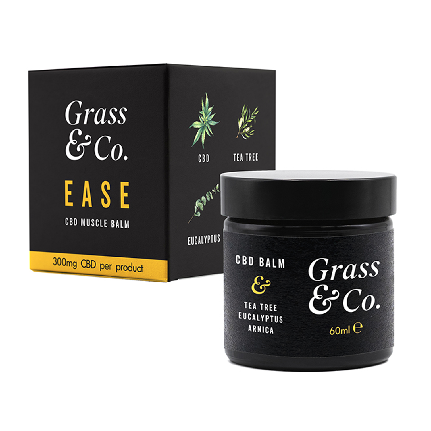 Grass & Co. EASE CBD Muskelbalsam 300mg mit Teebaum, Eukalyptus & Arnika 60ml