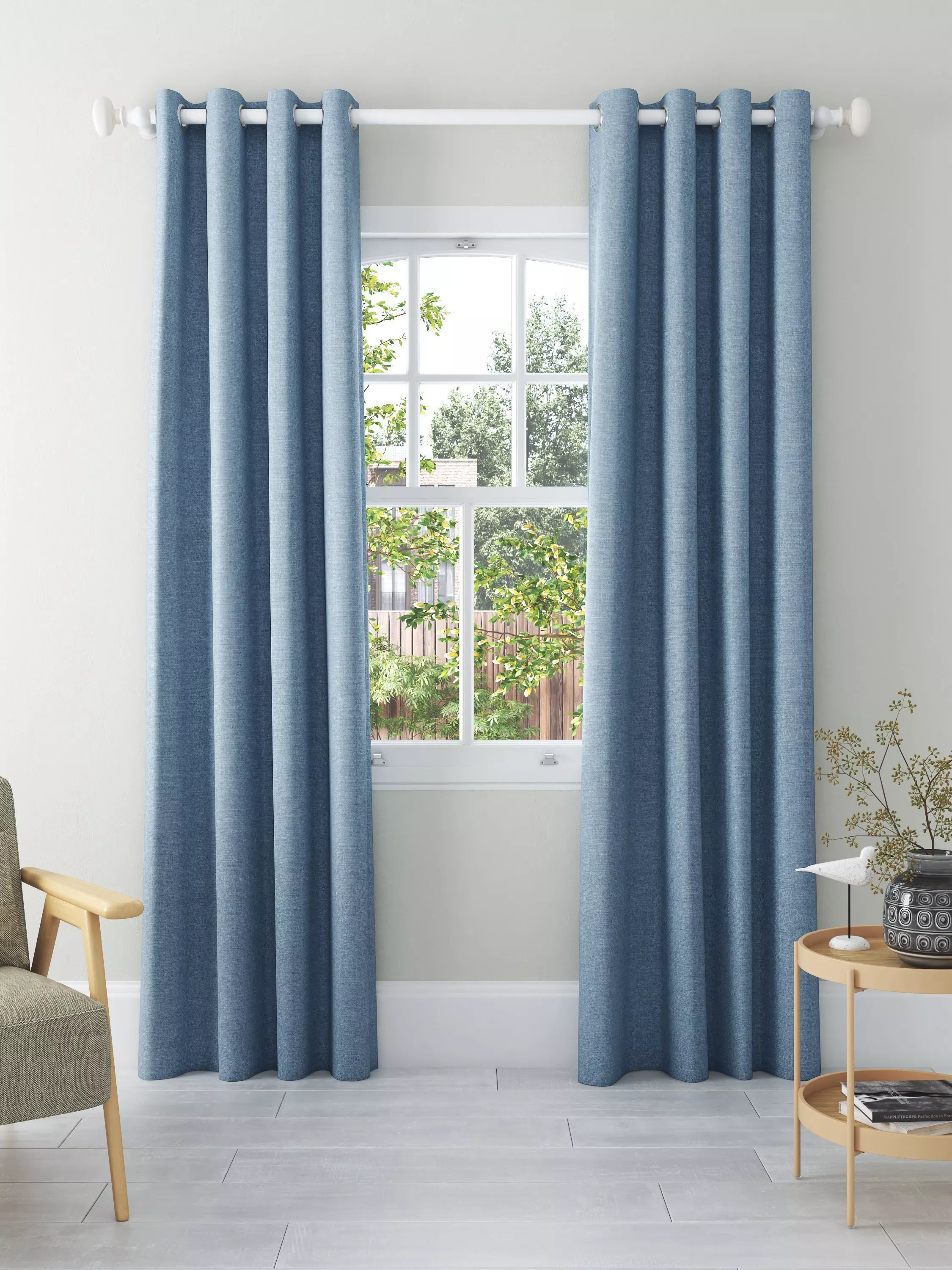 John Lewis Textured Weave Pair Blackout Lined Eyelet Curtains - 274cm Drop