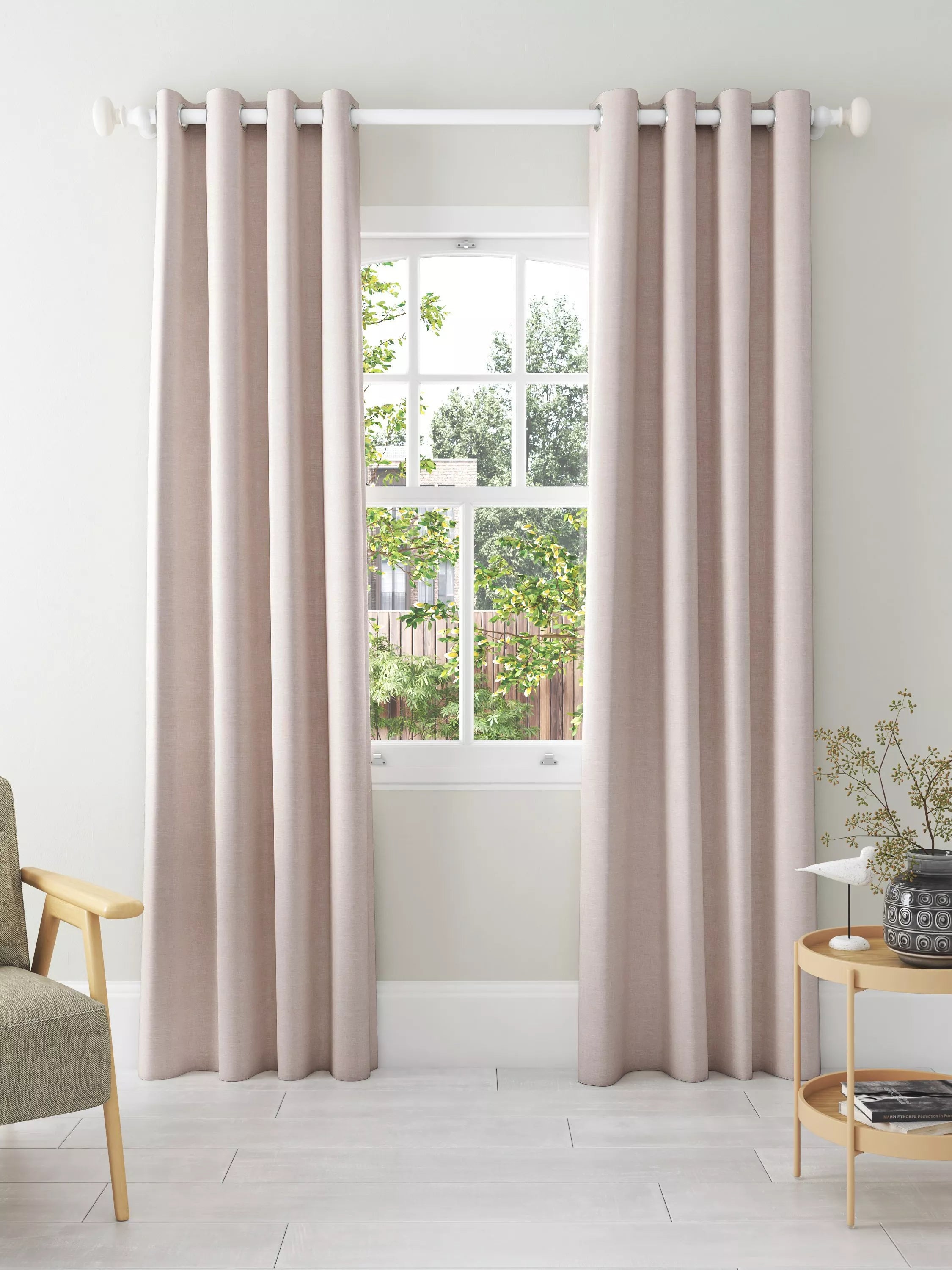 John Lewis Textured Weave Pair Blackout Lined Eyelet Curtains - 274cm Drop