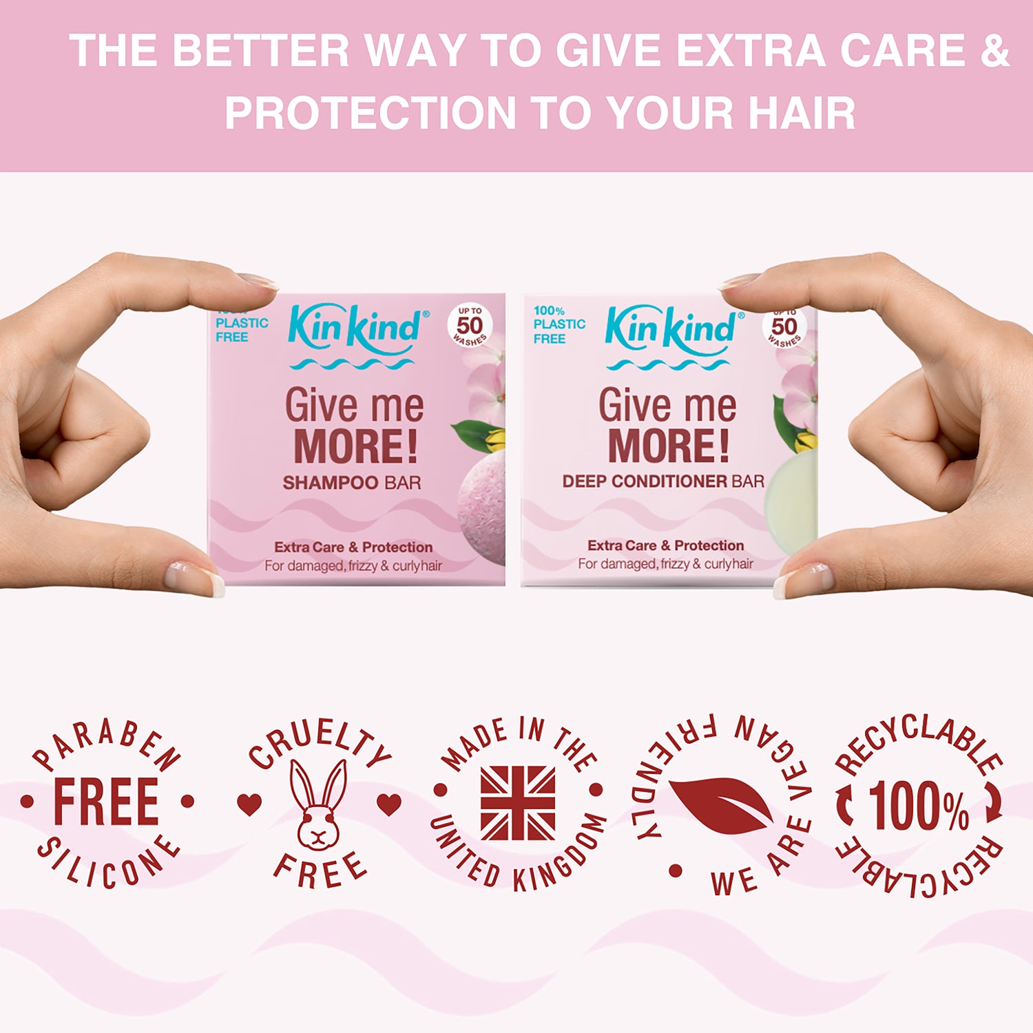 KinKind Give Me MORE shampoo conditioner bar set (British brand)