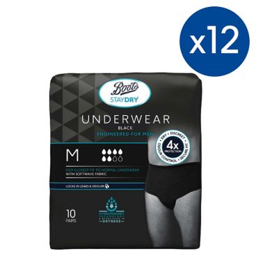 Boots Staydry Men's Underwear Pants Medium - 120 Pairs (12 Pack Bundle) Health Care Boots   