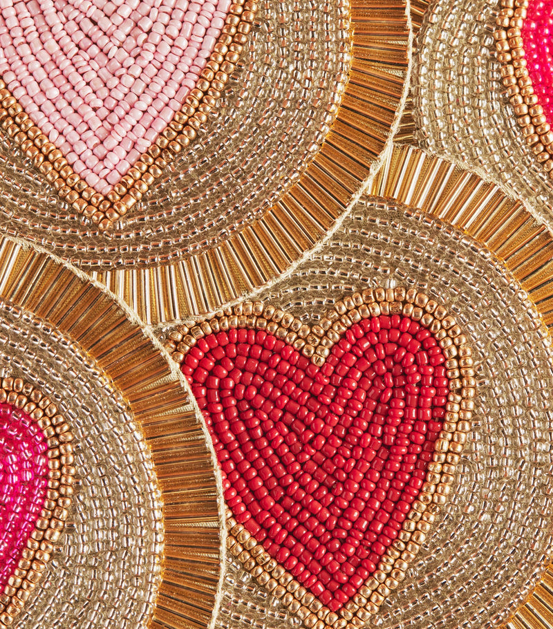 Joanna Buchanan beaded heart coasters set of 4, UK version