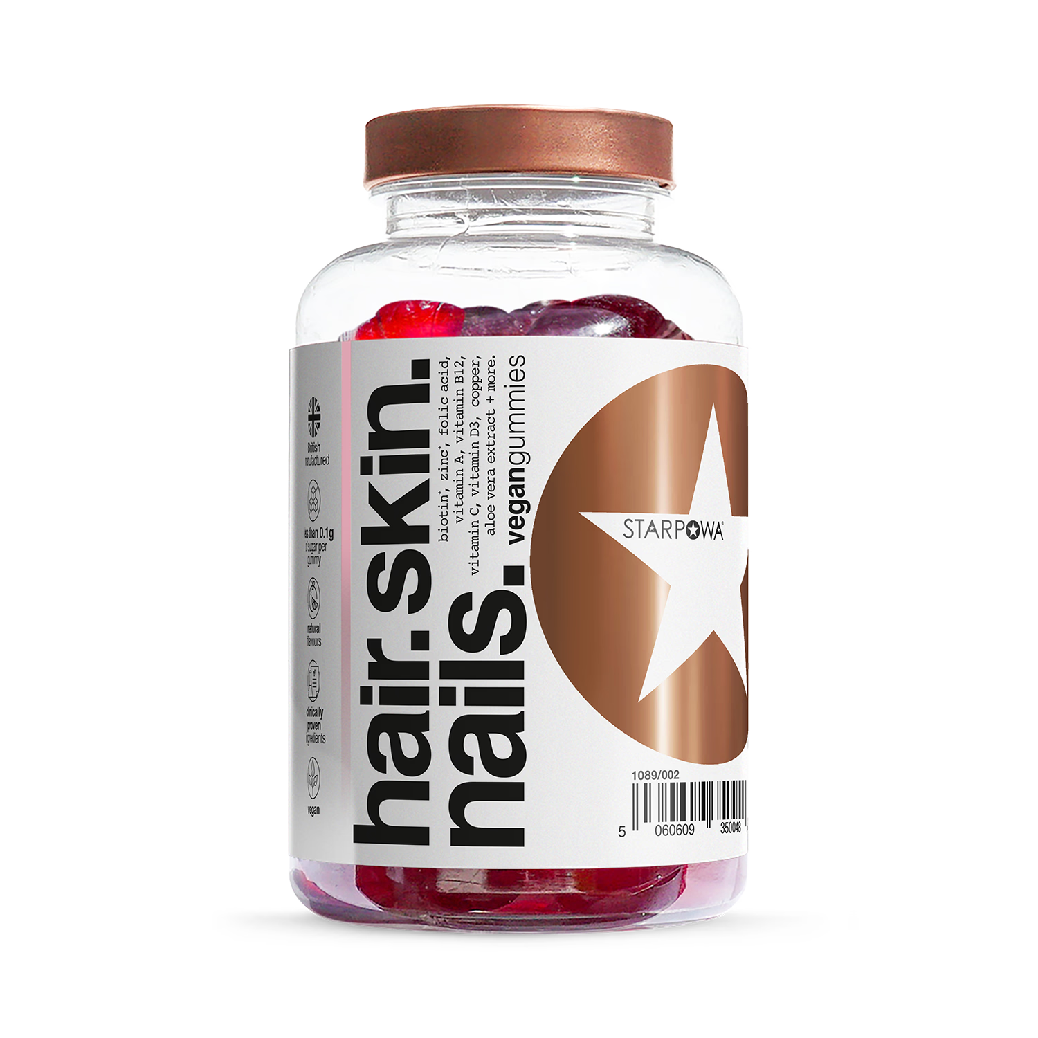 Starpowa Hair Skin Nail gummies berry flavored 60 count - British product