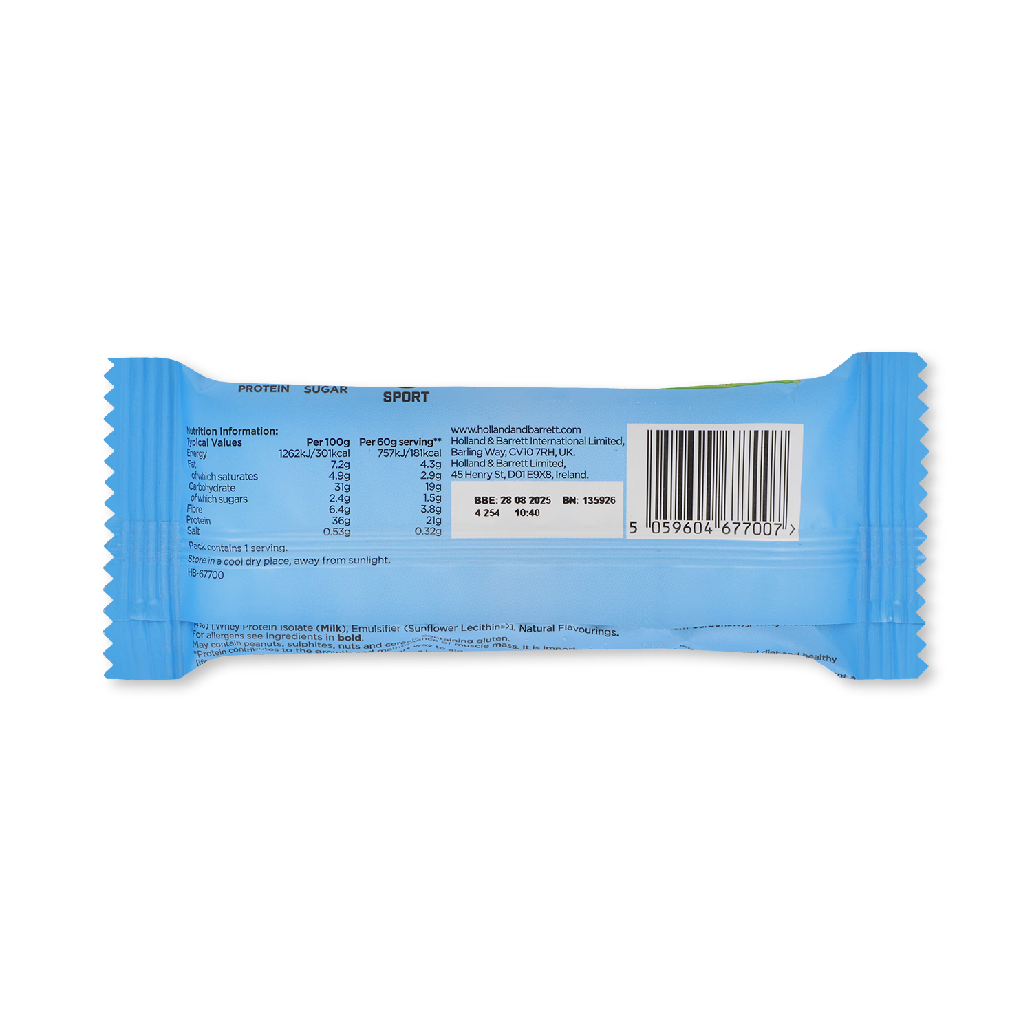 White chocolate cookies & cream protein bar 12x60g (British brand)