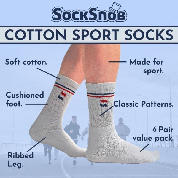 Sock Snob cotton breathable sport socks 6 pairs (British brand)