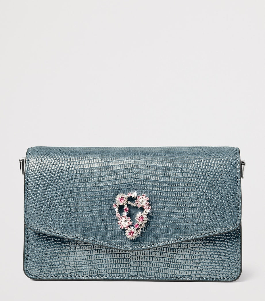 Aspinal of London snakeskin-embossed leather Eliza clutch bag, UK version