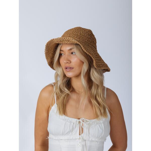 SVNX bowknot straw sun hat brown - British product