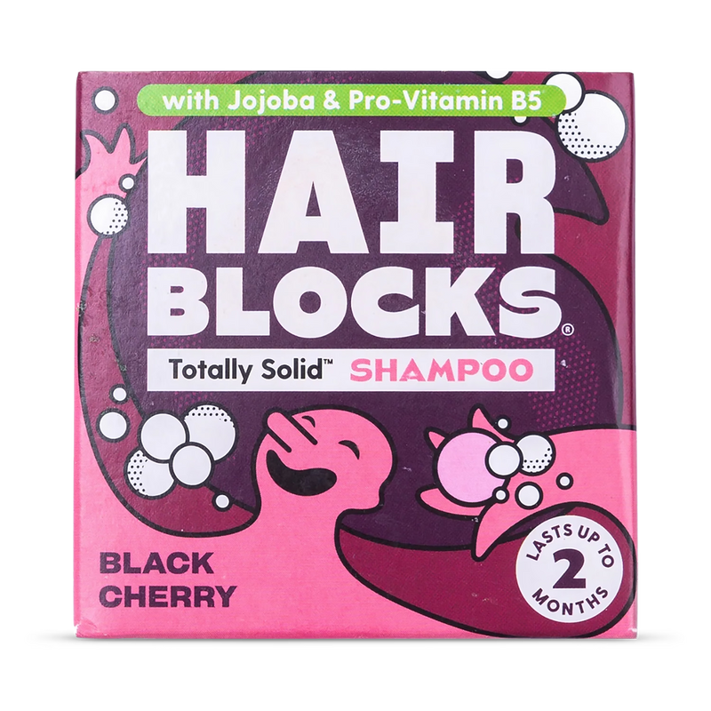Hair Blocks solid shampoo bar Black Cherry, imported from the UK
