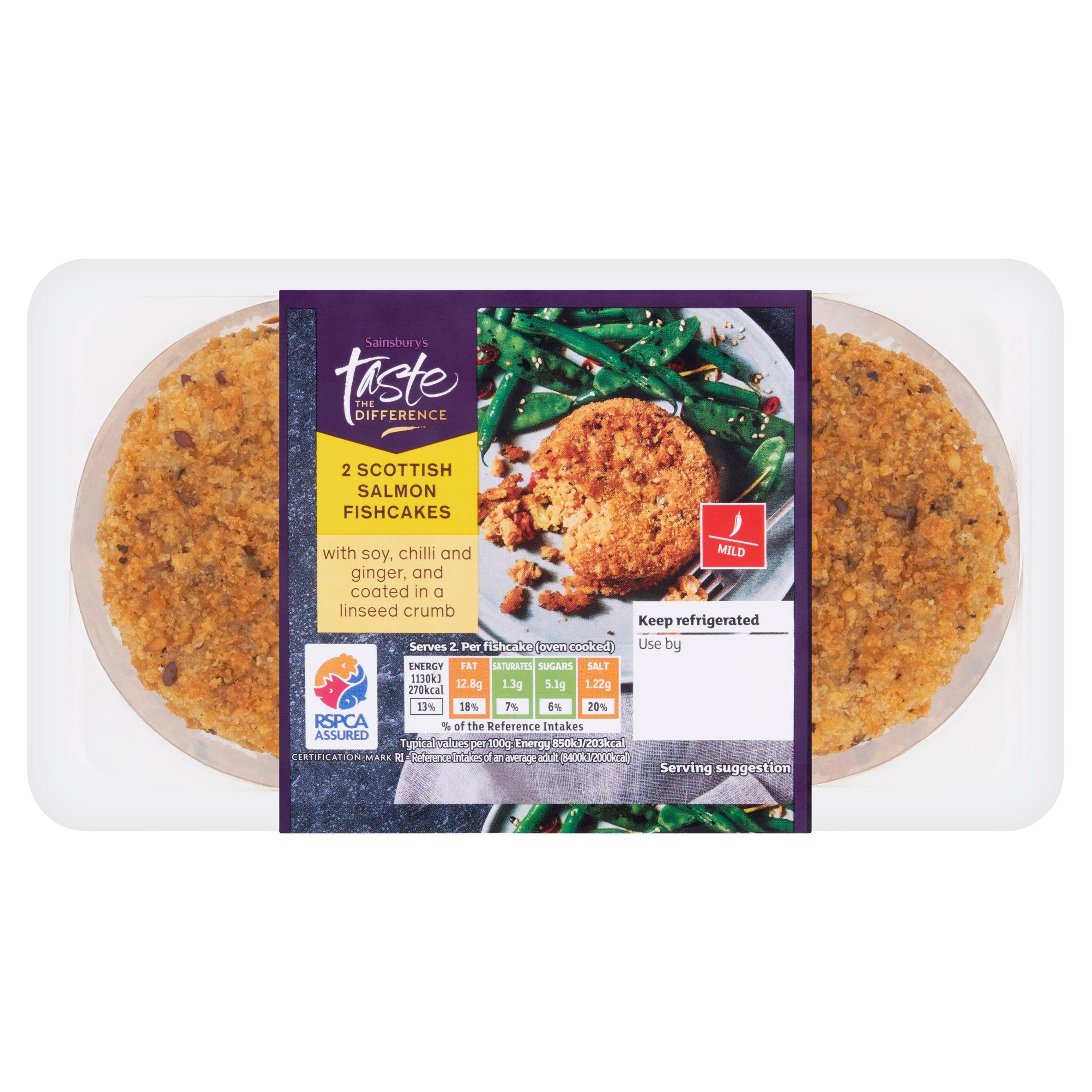 Sainsbury’s Scottish Salmon Fishcakes With Chilli & Ginger, Taste the Difference x2 290g GOODS Sainsburys   