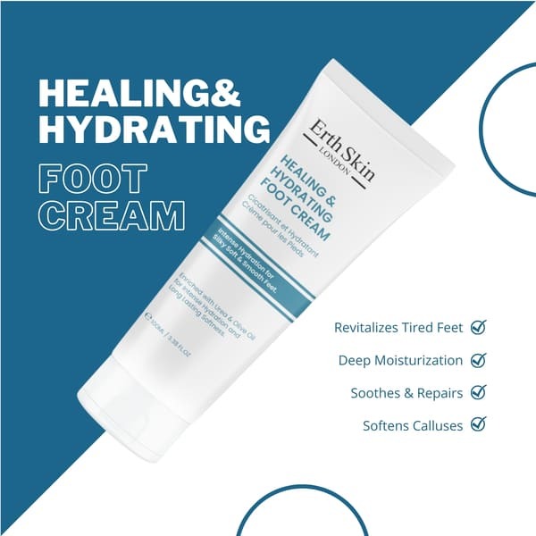 ErthSkin London Healing & Hydrating Foot Cream 100ml (British brand)