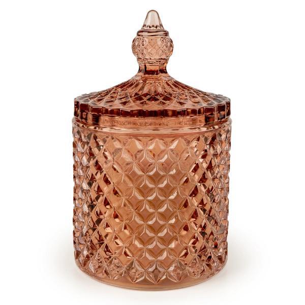 Candlelight embossed candle jar Jhangya Pink, imported from the UK