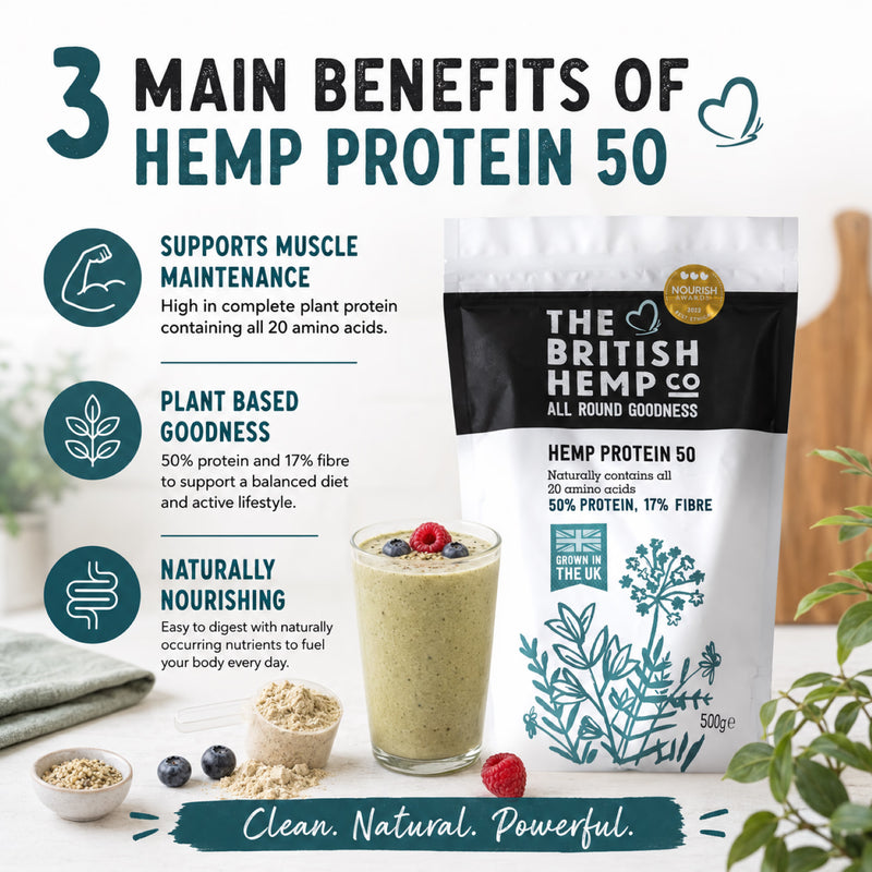 The British Hemp Co hemp protein powder 50% 500g - British product