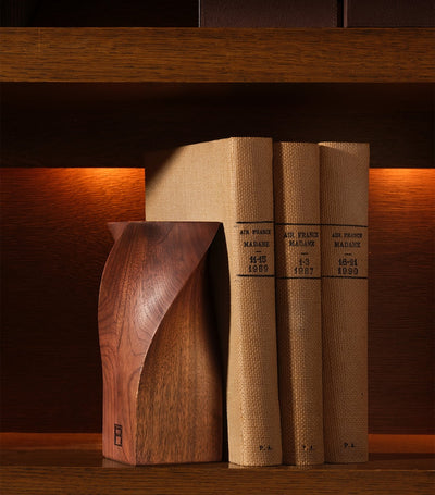 Harrods Twist Design Walnut Wood Bookends- Buy online at McGrocer