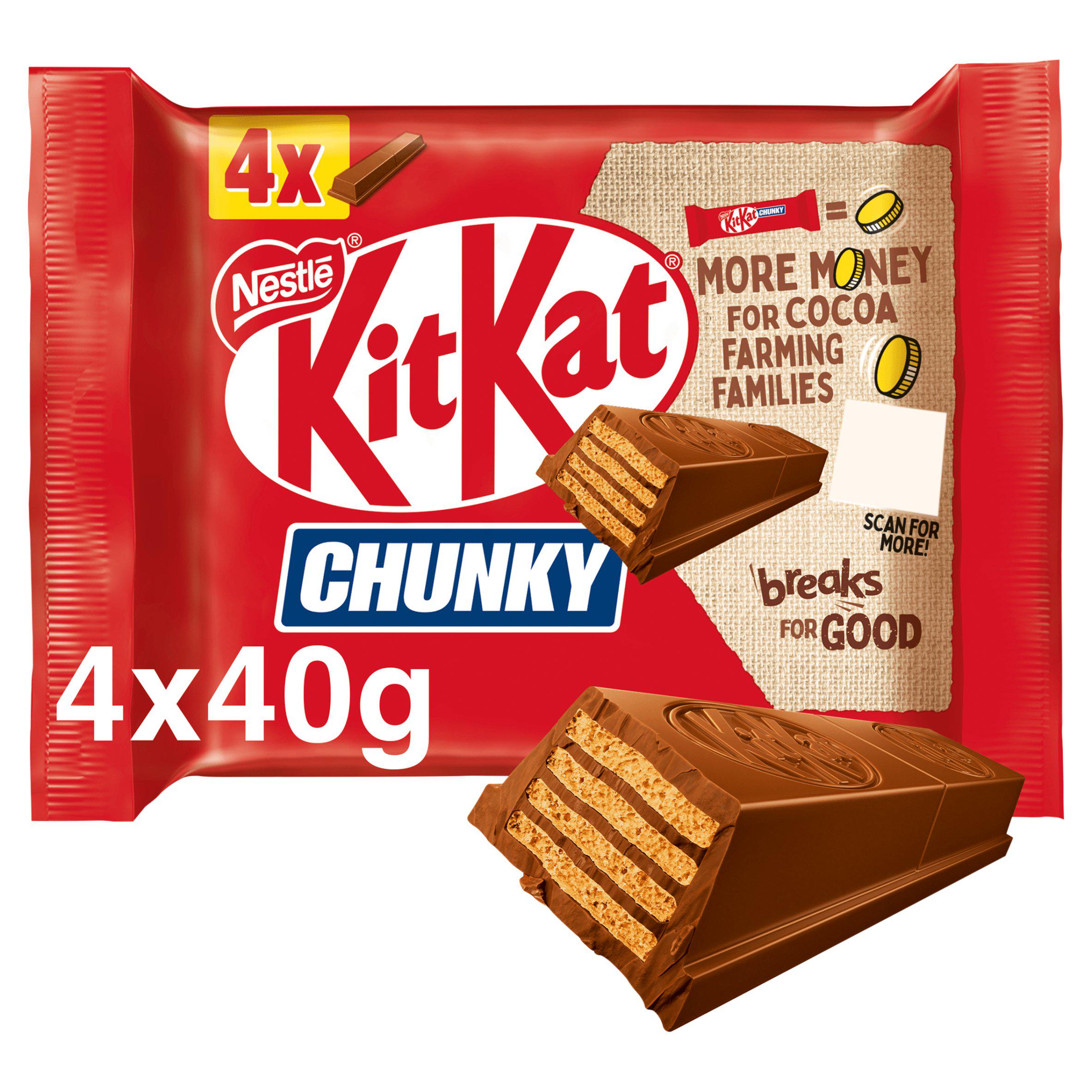 KitKat Chunky Milk Chocolate Bar Multipack x4 160g GOODS Sainsburys   