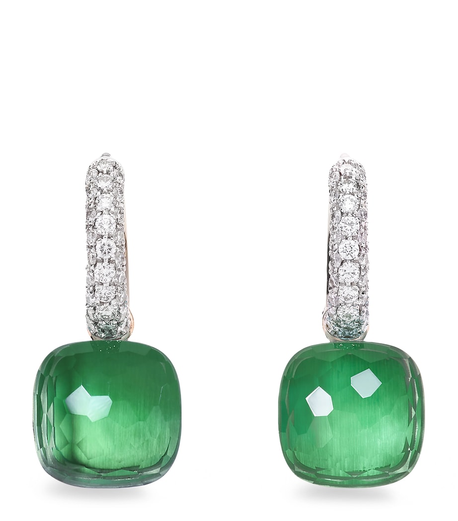 Pomellato Nudo earrings prasiolite agate diamonds rose white gold, UK version