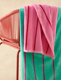 Pure Cotton Striped Beach Towel Bathroom M&S Pink - on special offer  