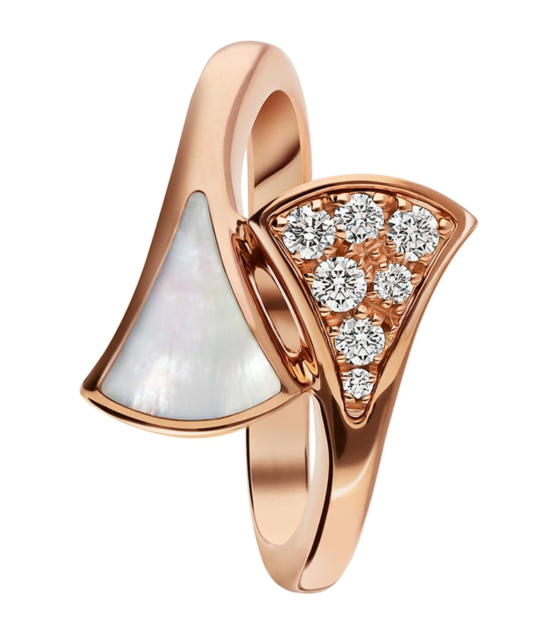 Bvlgari rose gold diamond mother-of-pearl Divas' Dream ring (British brand)
