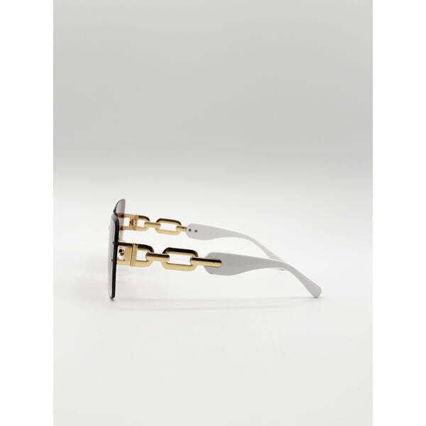 SVNX rimless square sunglasses white gold, UK version