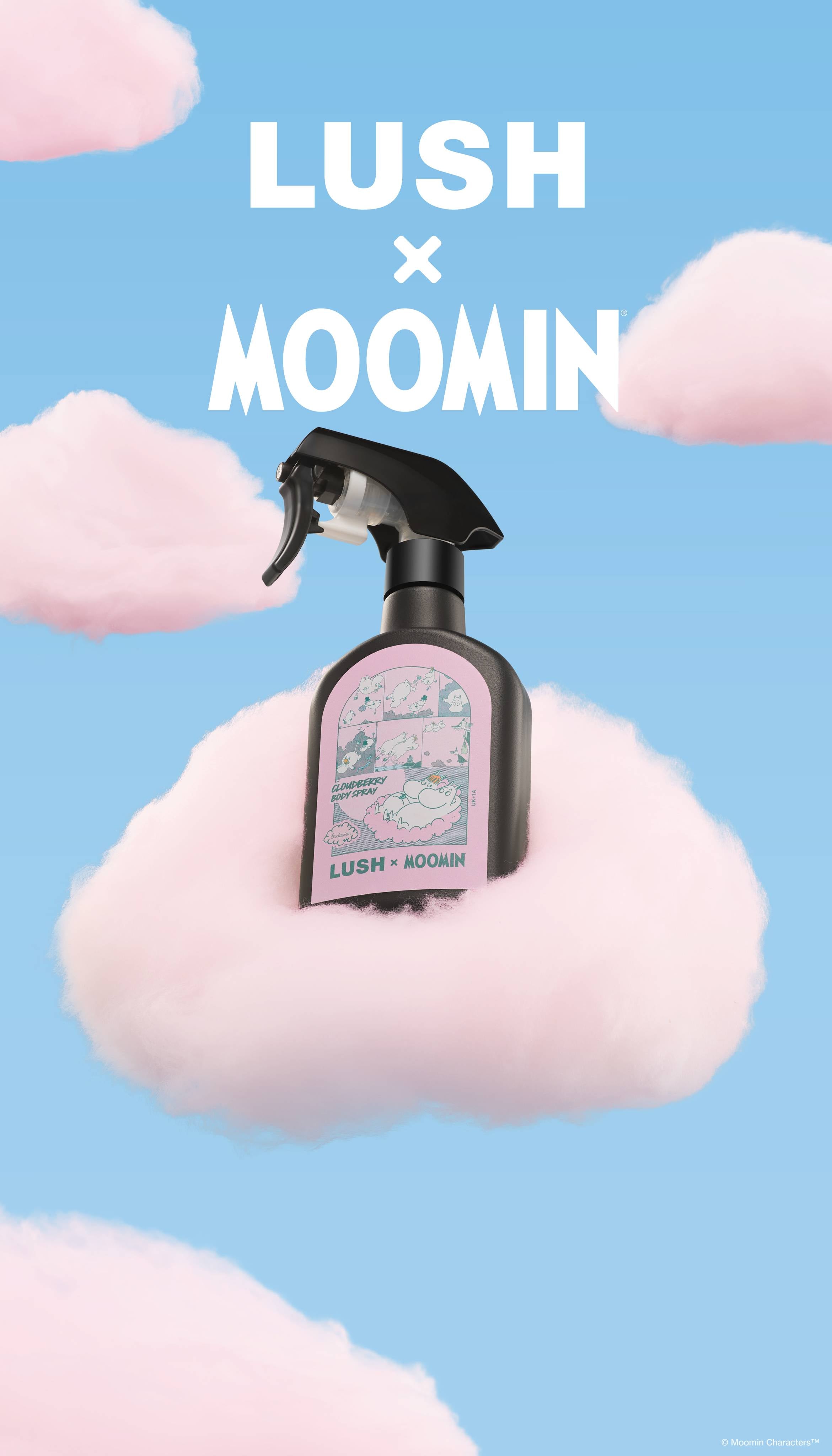 Lush Moomin Cloudberry body spray, imported from the UK