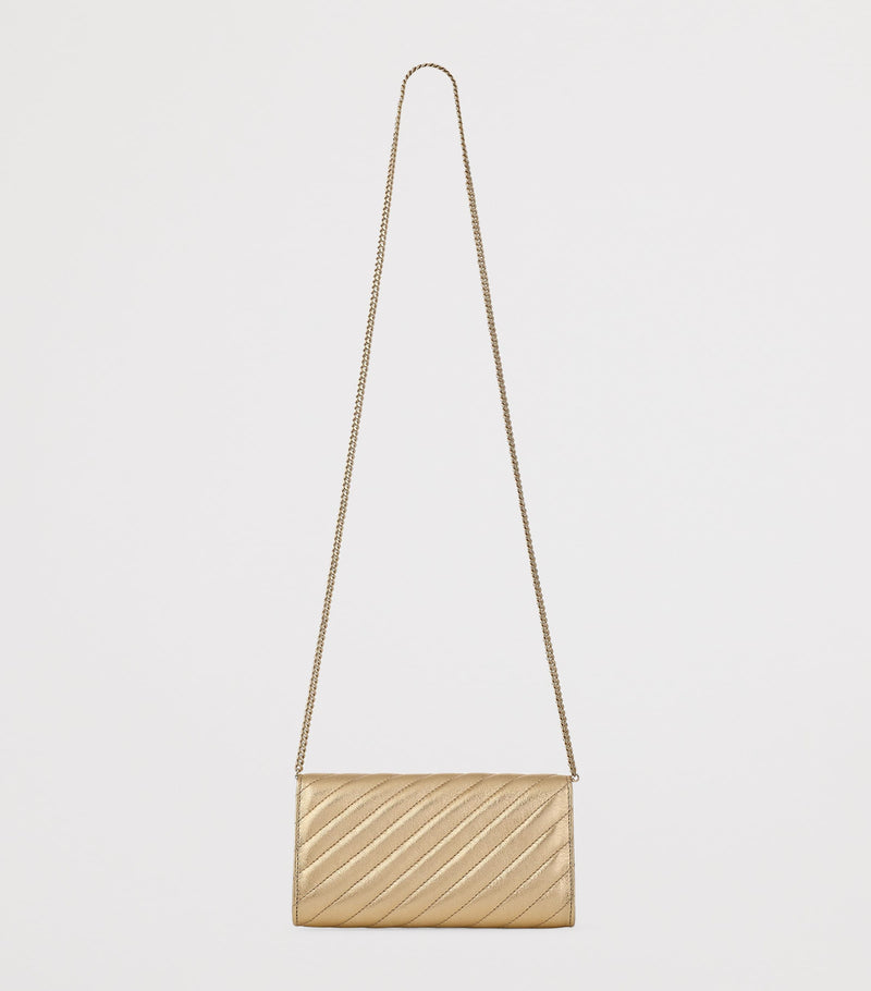 Jimmy Choo chain wallet metallic leather, imported from the UK