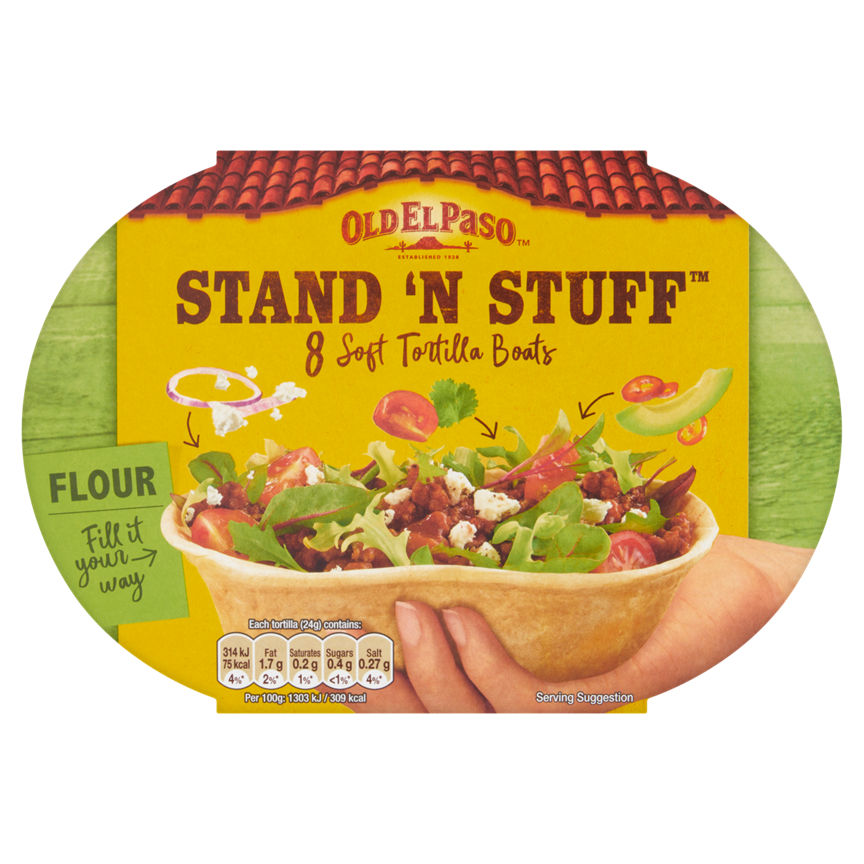 Old El Paso Mexican 8 Stand 'N' Stuff Soft Flour Tortillas GOODS ASDA   