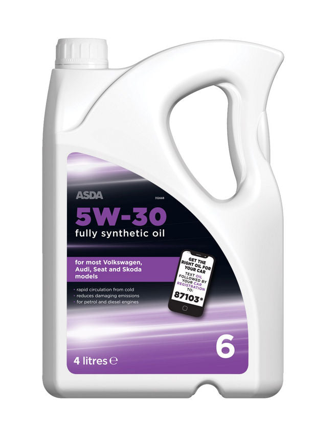 ASDA 5w30 Fully Synthetic VW Oil 4L DIY ASDA   