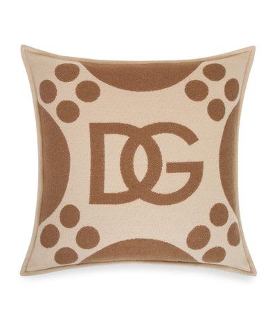 Harrods Dolce&Gabbana Casa Wool-Silk-Cashmere Logo Cushion 50cm x 50cm- Buy online at McGrocer