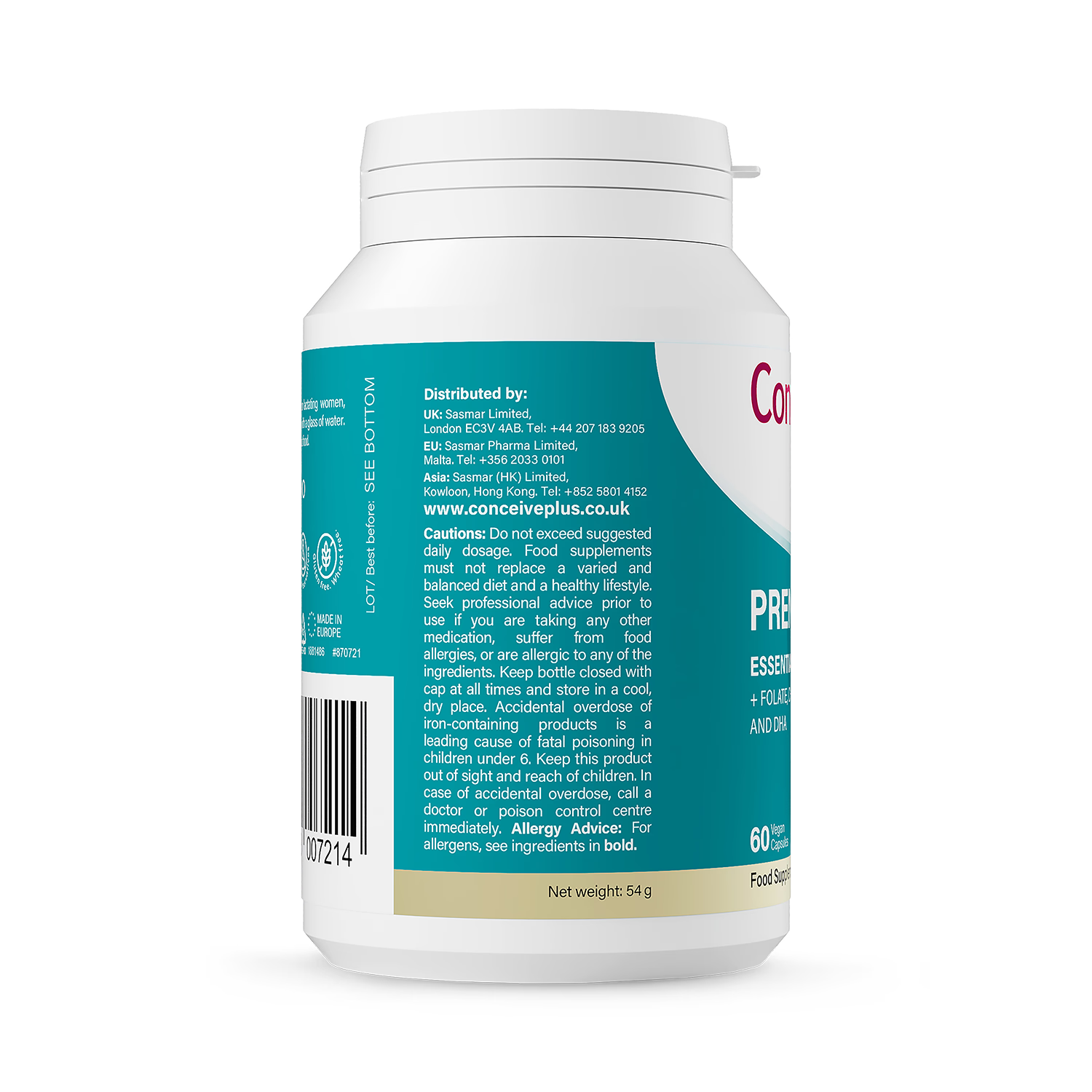 Conceive Plus prenatal supplement with DHA 60 capsules - British product
