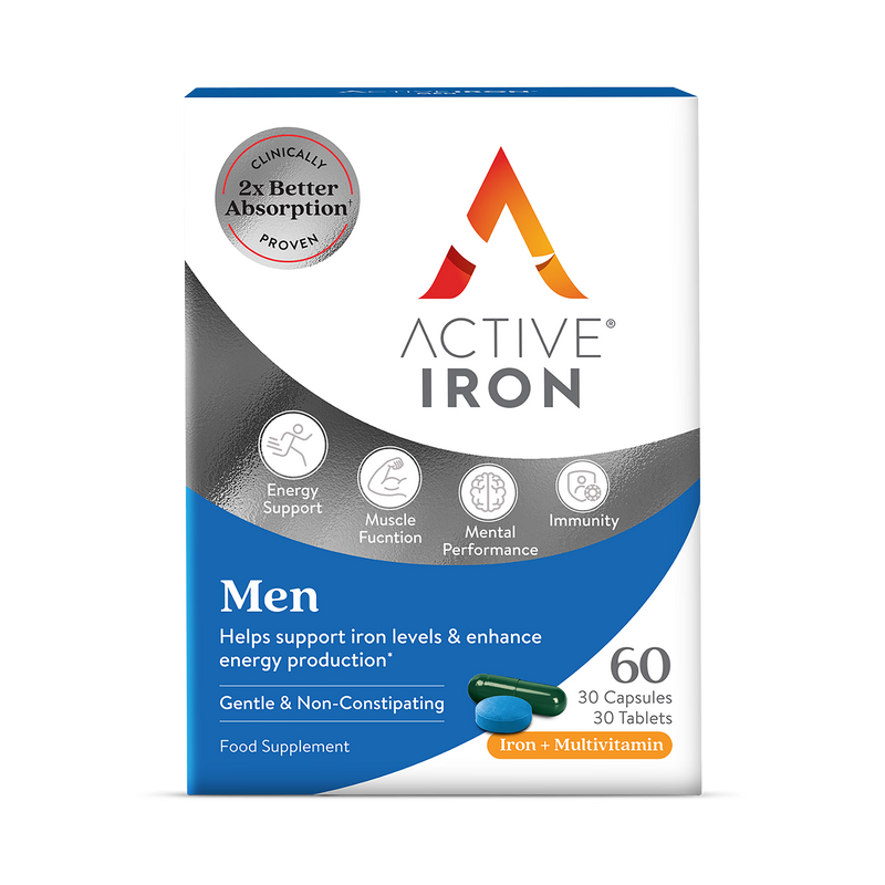 Active Iron Men's Iron Supplement 30 Capsules Plus Tablets - British product