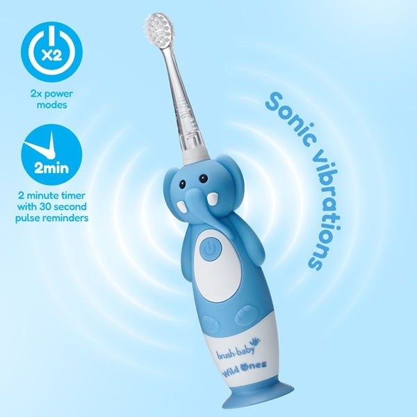 Brush Baby Elephant kids rechargeable toothbrush, imported from the UK