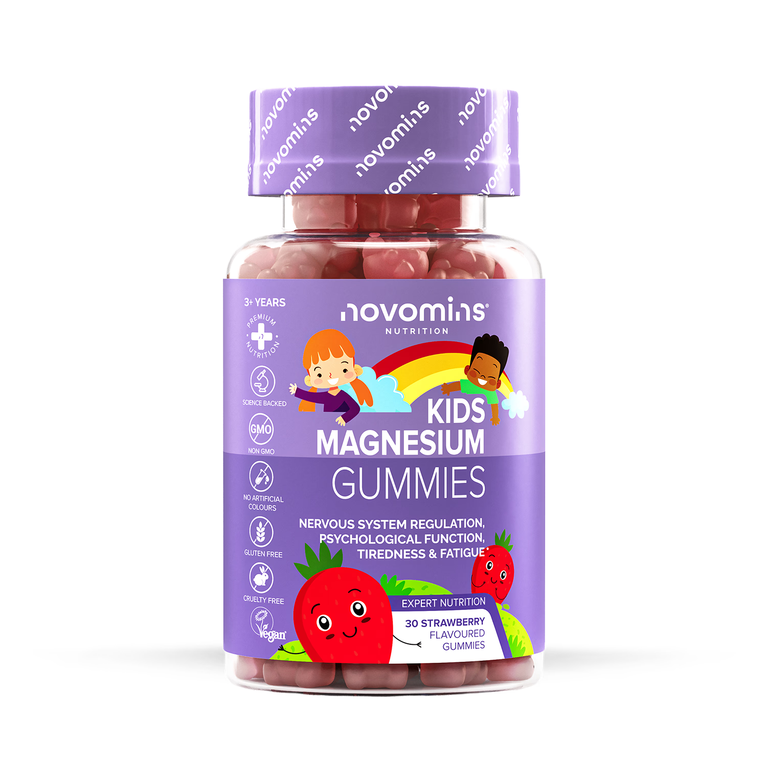 Novomins Kids Magnesium Strawberry Flavoured Gummies 30g (British brand)