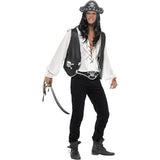 Smiffys pirate set black hat waistcoat belt, UK version