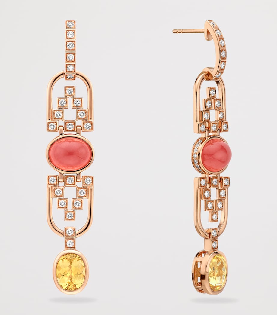 Boodles rose gold diamond topaz rhodochrosite earrings - British product