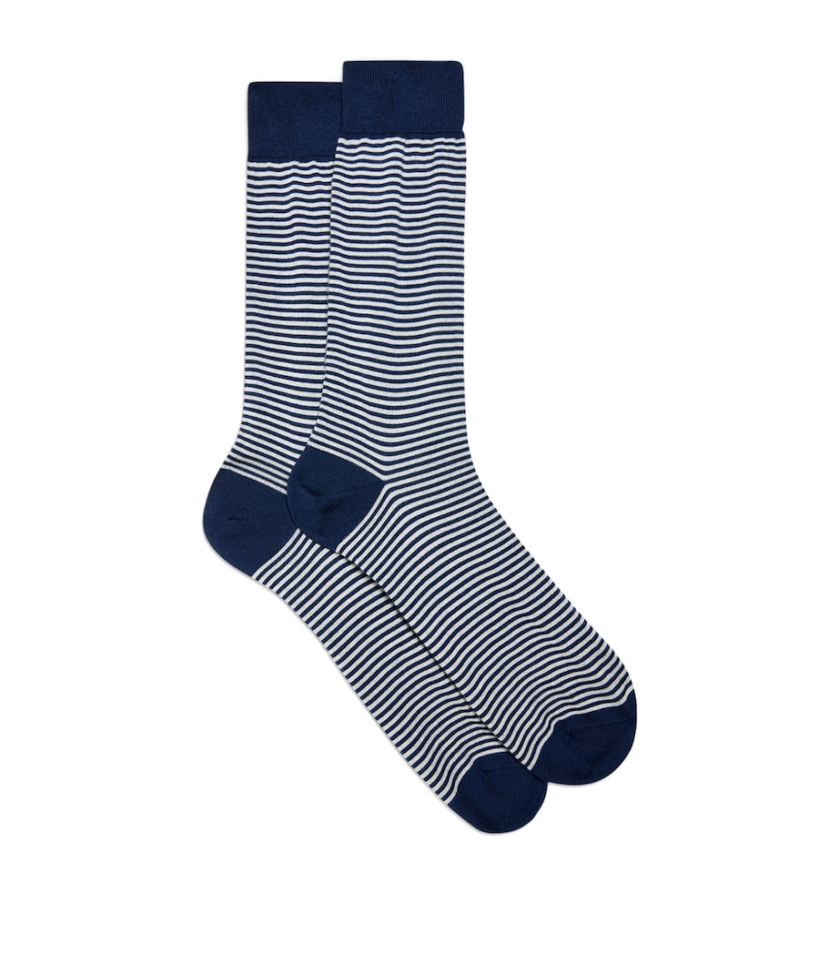 Dunhill cashmere-mulberry silk stripe socks, imported from the UK