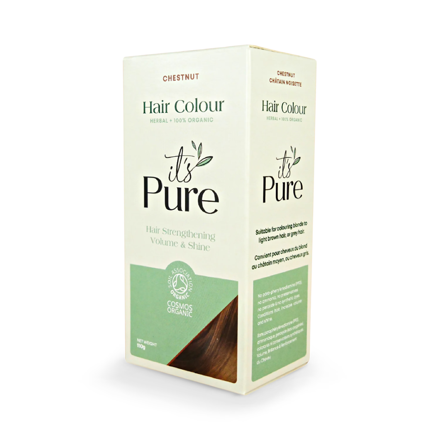 It's Pure Organic Hair Colour Chestnut 110g, imported from the UK