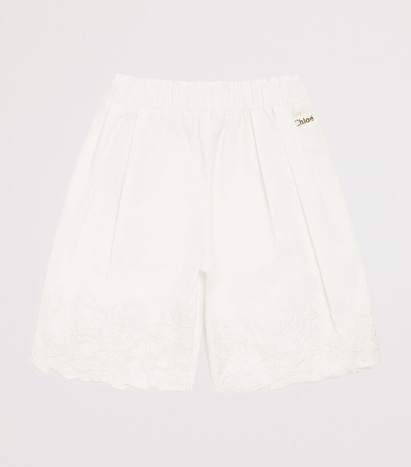 Chloé kids cotton embroidered wide-leg trousers 6-36 months - British product