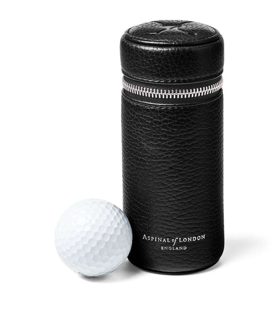 Aspinal of London leather golf ball holder 13cm - British product
