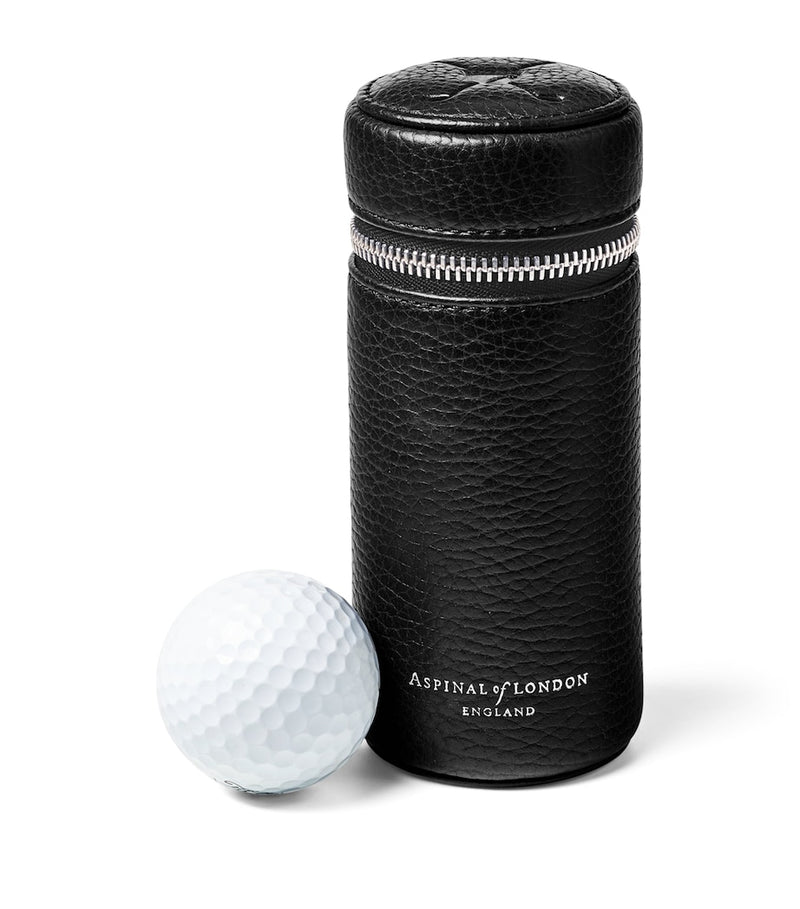 Aspinal of London leather golf ball holder 13cm - British product