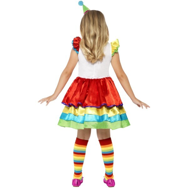 Smiffys deluxe clown girl costume with dress and hat, imported from the UK