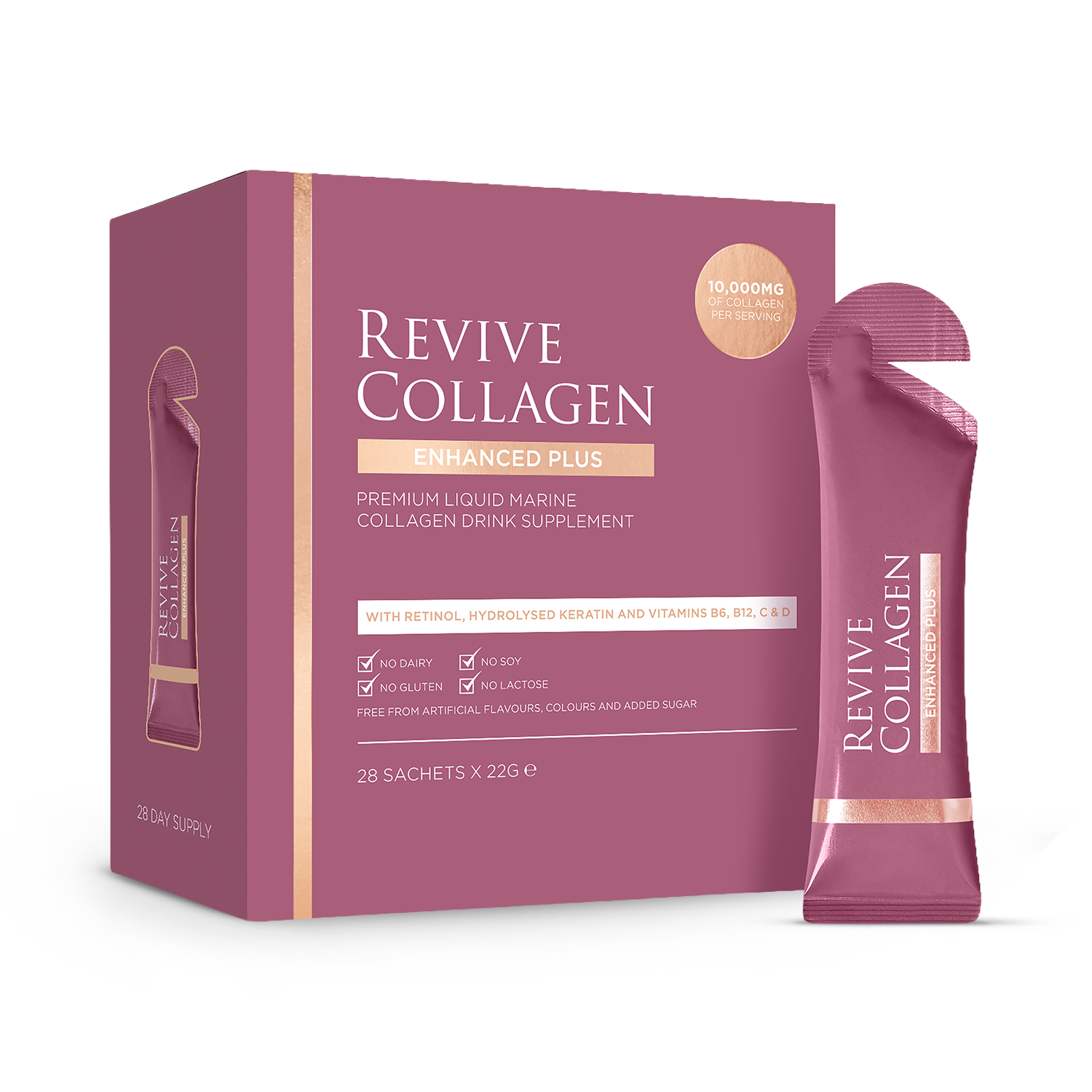 Revive Collagen Enhanced Plus Premium Liquid Marine Collagen Drink 10,000mgs 14 Sachets