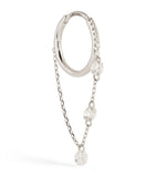 Persée white gold diamond drop huggie single earring, imported from the UK