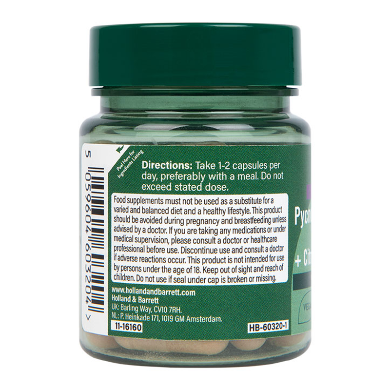 Holland Barrett Pycnogenol 60mg 30 Capsules