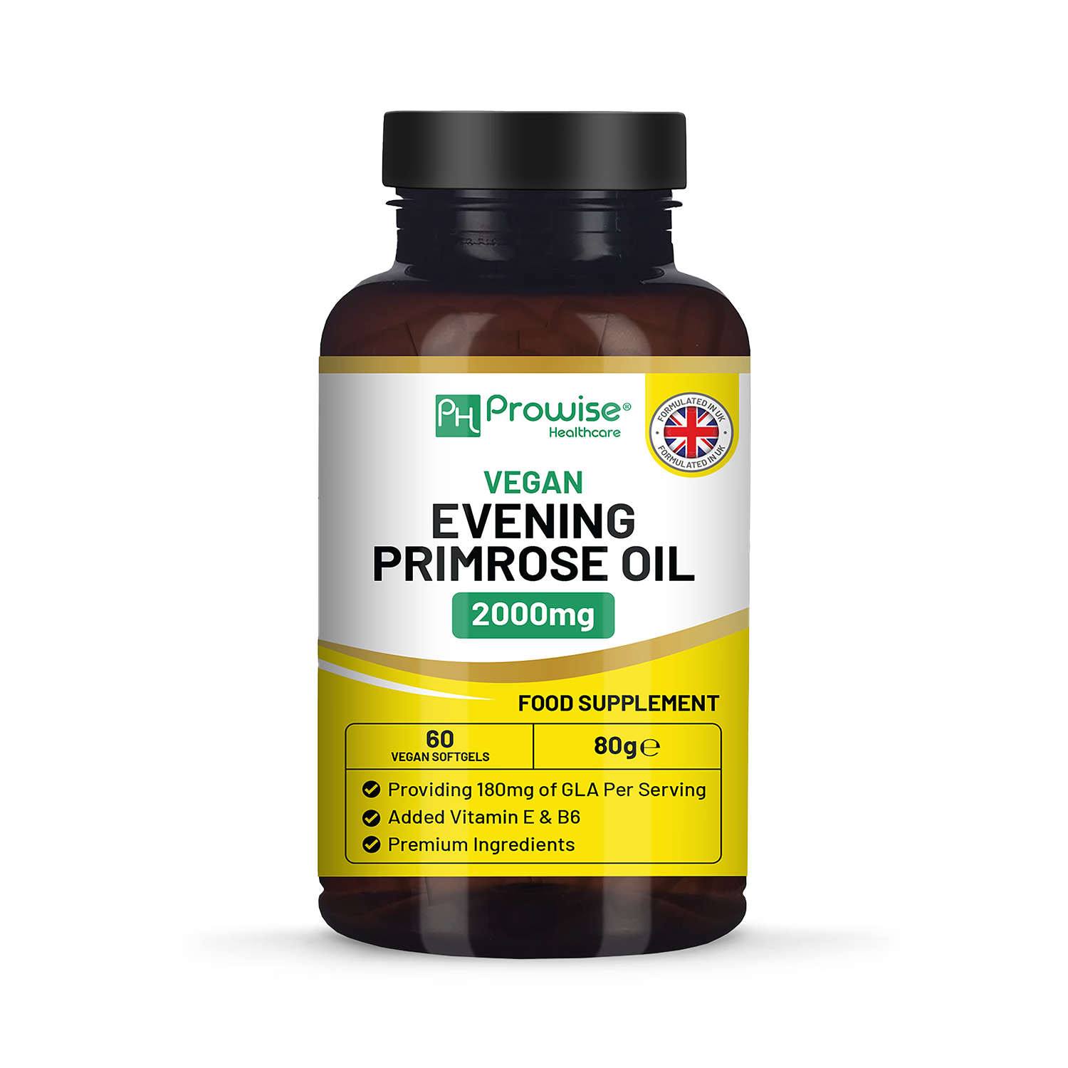 Prowise Healthcare evening primrose oil 2000mg 60 softgels, imported from the UK