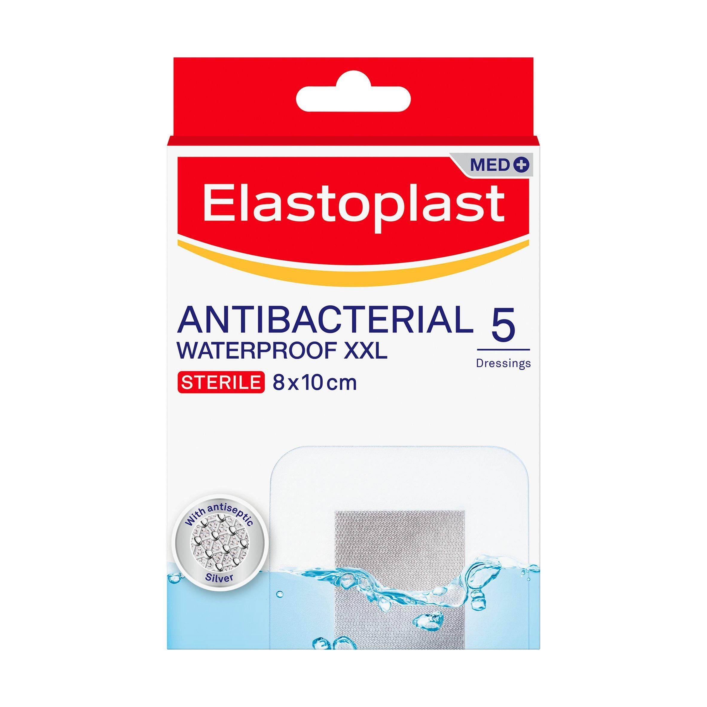 Elastoplast Antibacterial XXL Waterproof Dressings x5 first aid Sainsburys   