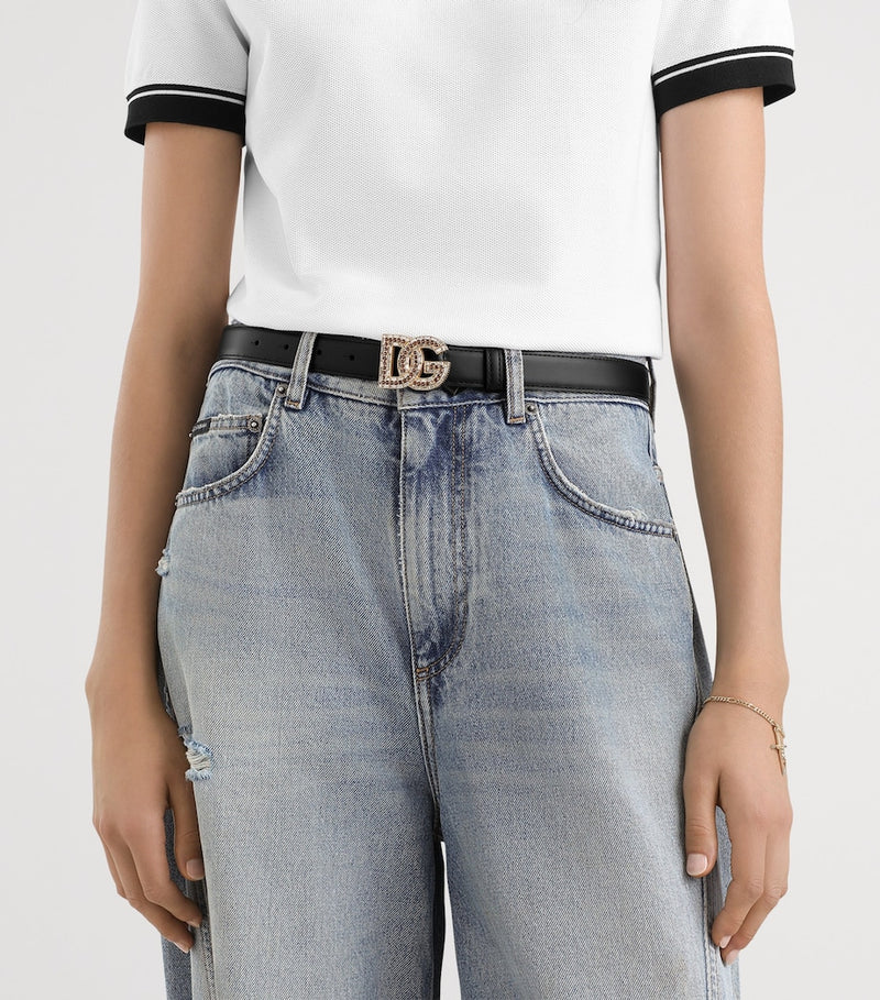 Dolce&Gabbana calfskin logo belt 2.5cm, imported from the UK