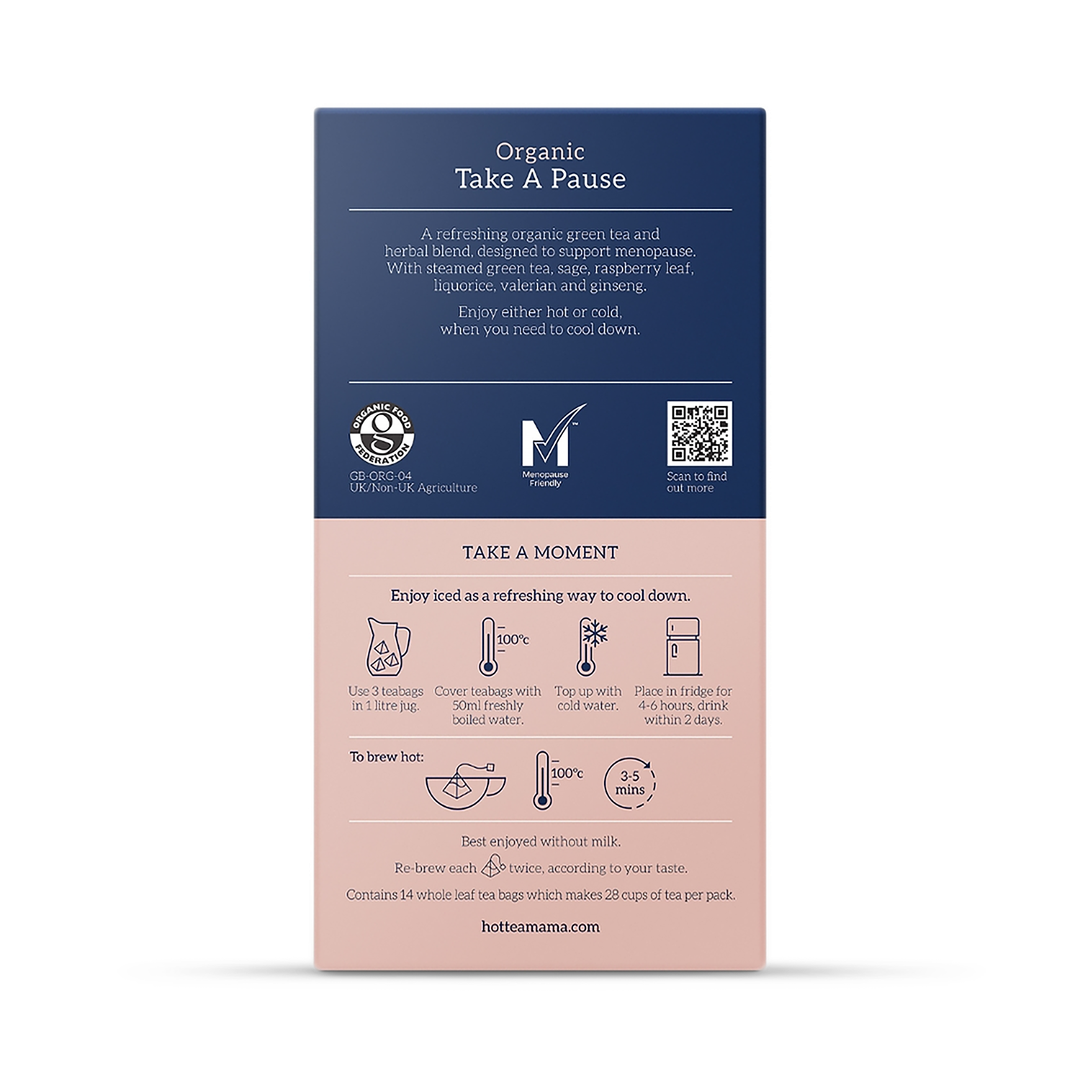 HotTea Mama Take A Pause Green Tea Raspberry Leaf Sage Liquorice Tea 14 Tea Bags