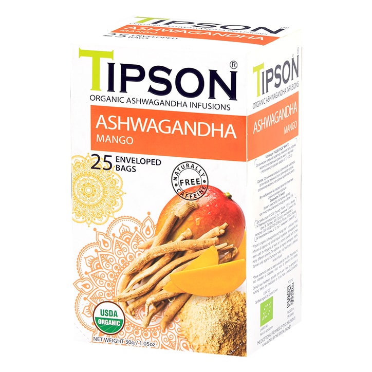 Tipson Organic Ashwagandha Mango (25 Enveloped Tea Bags)